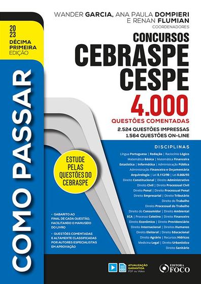 Imagem de Livro - COMO PASSAR EM CONCURSOS CEBRASPE / CESPE - 4.000 QUESTÕES COMENTADAS - 11ª ED - 2023