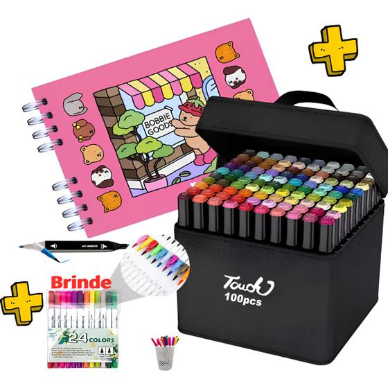 Imagem de Livro De Colorir Bob Good Para Desenhar + Kit Conjunto 100 Canetinhas Hidrográfica