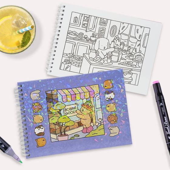 Livro de Colorir Bobbie Goods para Pintar 48 Páginas Capa Dura Desenhos ...