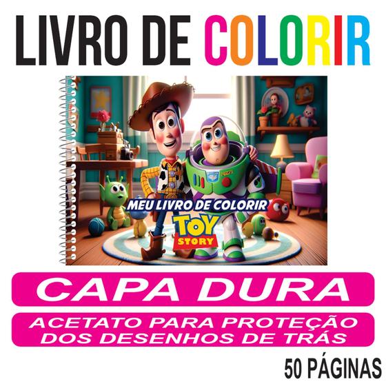 Imagem de Livro De Colorir Caderno De Pintar Vários Temas Capa Dura Com Acetato Personagens Infantil