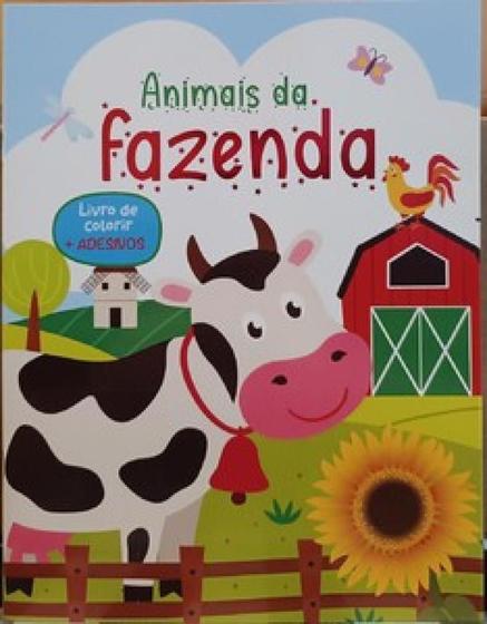 Imagem de Livro de colorir com adesivos - animais da fazenda - PE DA LETRA