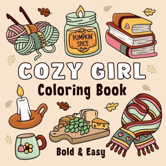 Imagem de Livro de Colorir Cozy Girl: Designs Inspirados em Hygge - Fácil e Descolado