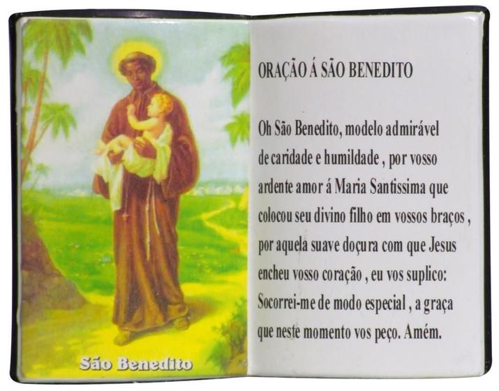 Imagem de Livro de Oração São Benedito Resina Porta Caneta 15cm