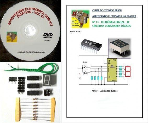 Imagem de  Livro,DVD aula e kit. Eletrônica Digital e Circuitos Lógicos V11 