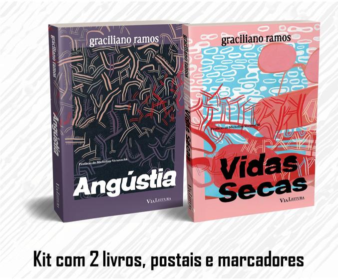 Imagem de Livro - Graciliano Ramos – Vidas Secas + Angústia - Kit com 2 livros, postais e marcadores