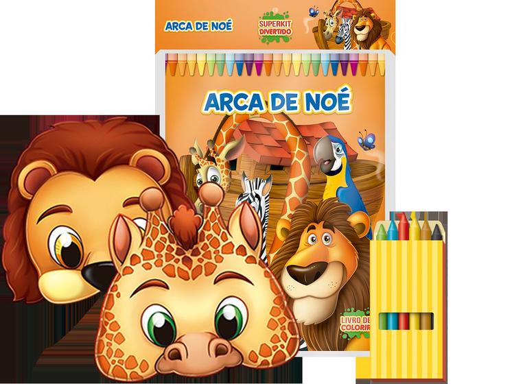 Imagem de Livro Infantil Colorir Arca De Noé + Giz + CD