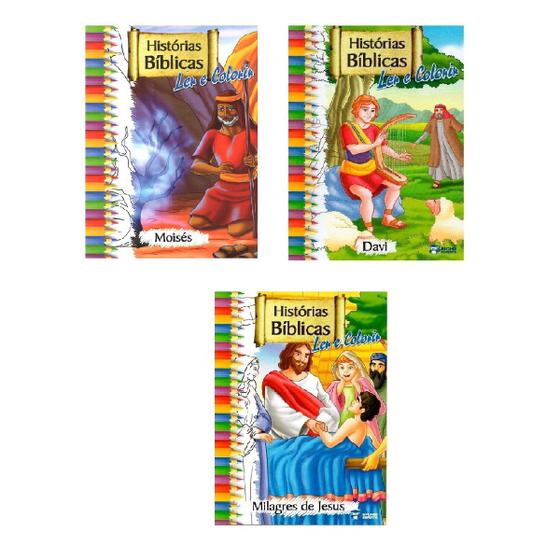 Imagem de Livro Infantil Para Ler E Colorir Histórias Bíblicas - 3 un