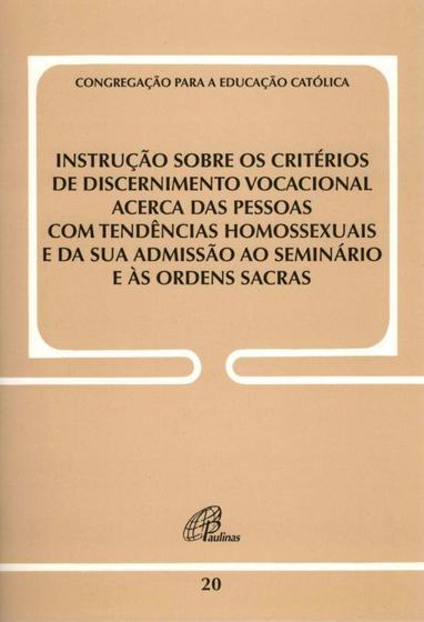 Imagem de Livro - Instrução sobre os critérios de discernimento vocacional acerca das pessoas