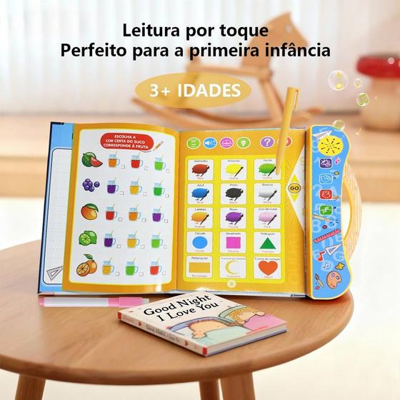 Livro Interativo com Som Infantil Bilíngue Português Inglês Multi Temas - NoBrand