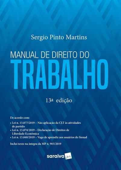 Imagem de Livro - Manual de Direito do Trabalho -13ª Edição 2020