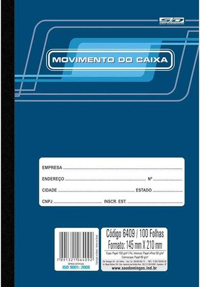 Imagem de Livro Movimento Caixa 1/4 São Domingos 100 Folhas 142x205mm