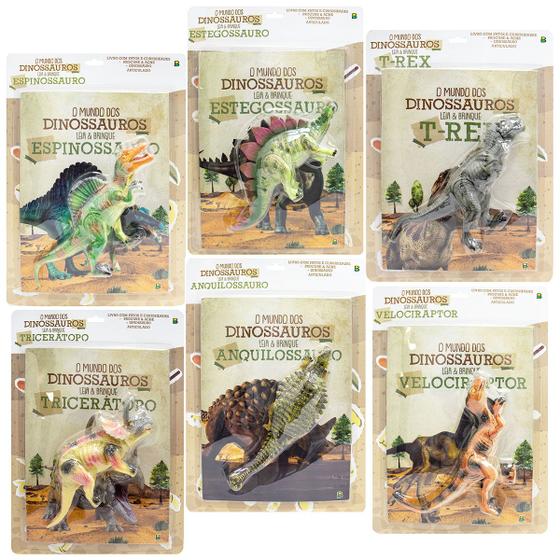 Imagem de Livro O Mundo dos Dinossauros Leia e Brinque Livro Interativo Com Dinossauros Articulados 6 Volumes - Todo Livro