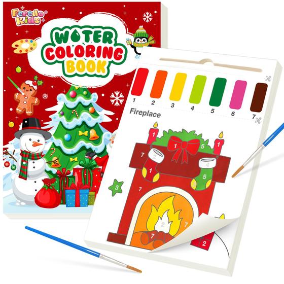 Imagem de Livro para Colorir com Água FEREDO KIDS Xmas - Sem Bagunça, com Kit de Pintura