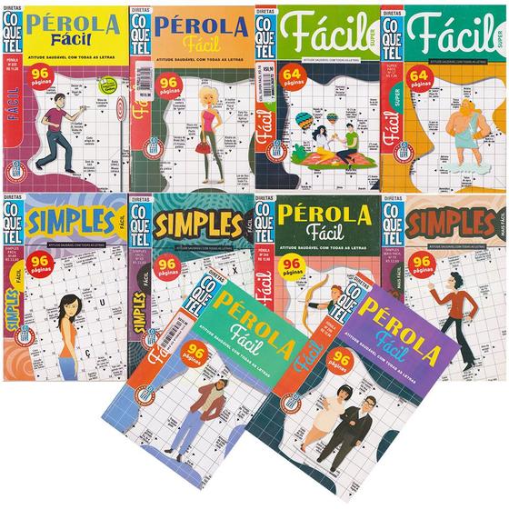 Imagem de Livro Passatempos Palavras Cruzadas Fácil Coquetel Kit Com 10 Volumes