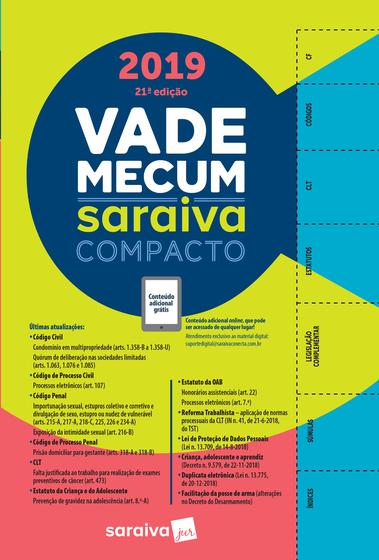 Imagem de Livro - Vade Mecum compacto - 21ª edição de 2019