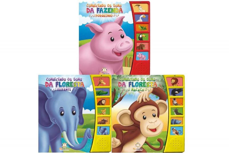 Imagem de Livros  Conhecendo Os Sons: Elefante + Macaco + Porquinho - 3 vol