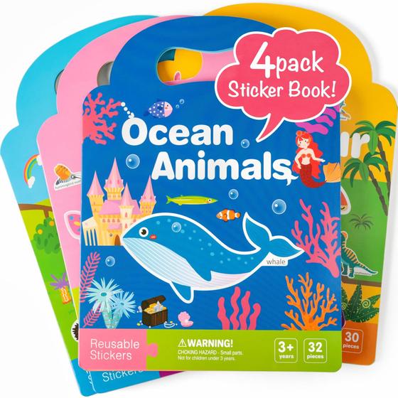 Imagem de Livros de Adesivos Play N Teach - Pacote com 4 Livros e 126 Adesivos Fofos para Crianças