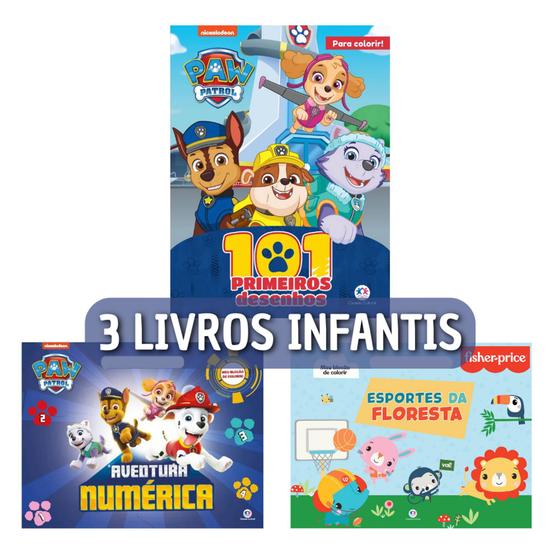 Imagem de Livros Patrulha Canina para Colorir kit com 3 Livros