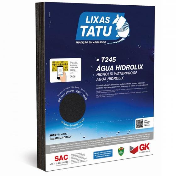 Imagem de Lixa D Agua Tatu Hidrolix Gk 120 . / Kit C/ 50 Folhas