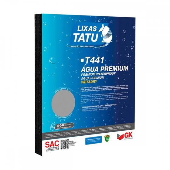 Imagem de Lixa D Agua Tatu Premium Gk 3000 - Kit C/50 Folhas