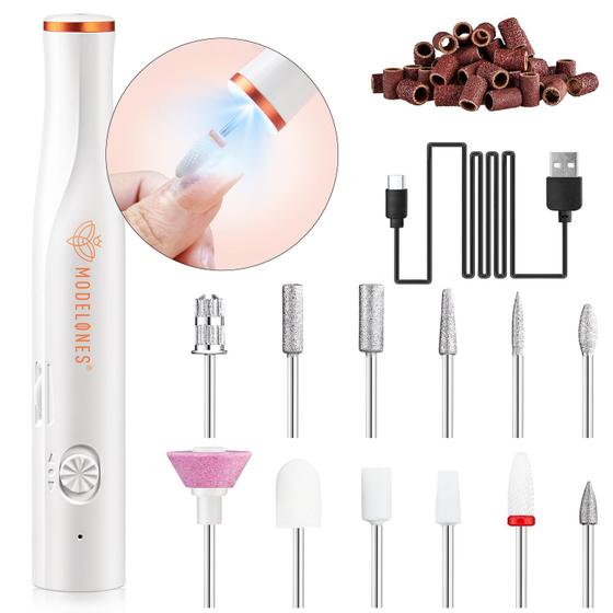 Imagem de Lixa Elétrica de Unhas Modelones Sem Fio com Luz LED - 14 Unidades