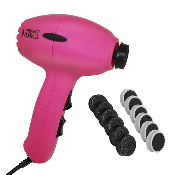 Imagem de Lixa Elétrica Pedicuro Mega Bell Compact Pink 12 Lixas 220V