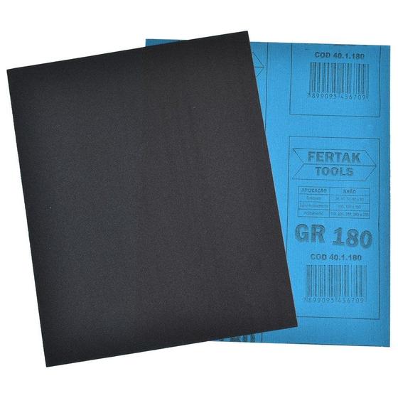 Imagem de Lixa Ferro Grão 180 225 mm x 275 mm Pacote com 50 Folhas Fertak