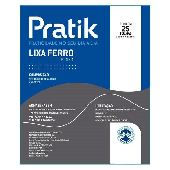 Imagem de Lixa Ferro Pratik G120 225x275mm - Embalagem com 25 Unidades