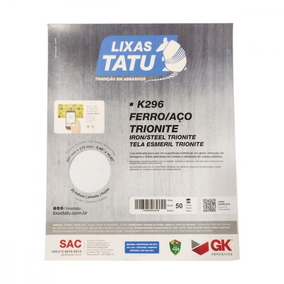 Imagem de Lixa Ferro Tatu  50 Trionite  K29600500025 ./ Kit Com 25