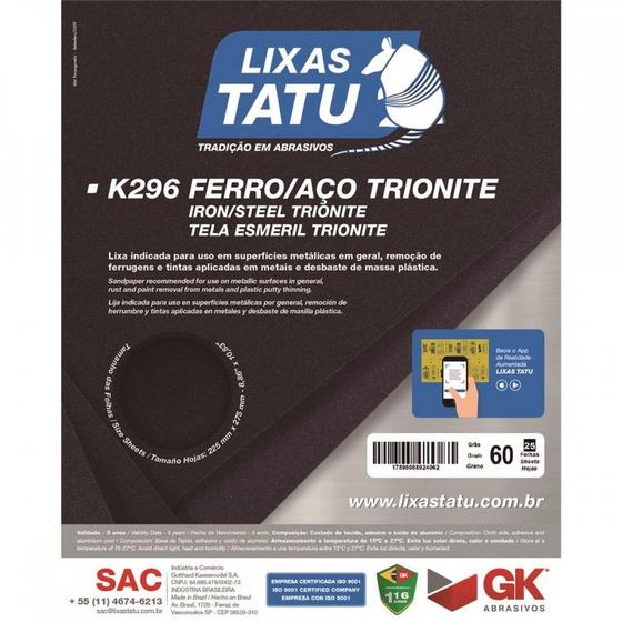 Imagem de Lixa Ferro Tatu 60 K2960060050 - Kit C/50