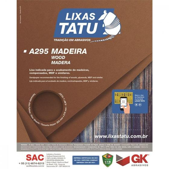 Imagem de Lixa Madeira Tatu  50  A29500500050 . / Kit C/ 50