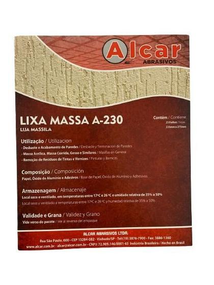 Imagem de Lixa Massa Pacote 50 Folhas 225x275mm A-230 Alcar