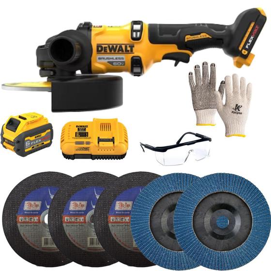 Imagem de Lixadeira Dewalt Angular Dcg440 7"  110V Com Bateria + Carregador e Acessórios 