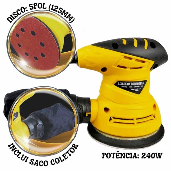 Lixadeira Roto Orbital Elétrica 110/220v 5pol/ 240w Multiuso Menor preço em Lixadeira Roto Orbital Elétrica 110/220v 5pol/ 240w Multiuso