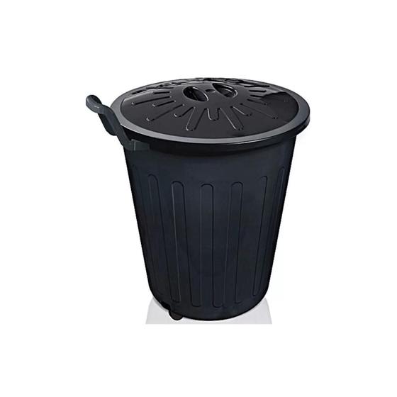Lixeira 100 litros redonda com tampa e rodas preto Arqplast Menor preço em Lixeira 100 litros redonda com tampa e rodas preto Arqplast