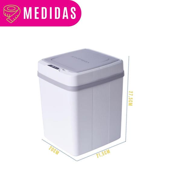 Lixeira 12 Litros com Sensor de Abertura Automático Inteligente Design Moderno Compacto Fácil de Limpar Sem Toque para Cozinha Casa Banheiro - Starmega