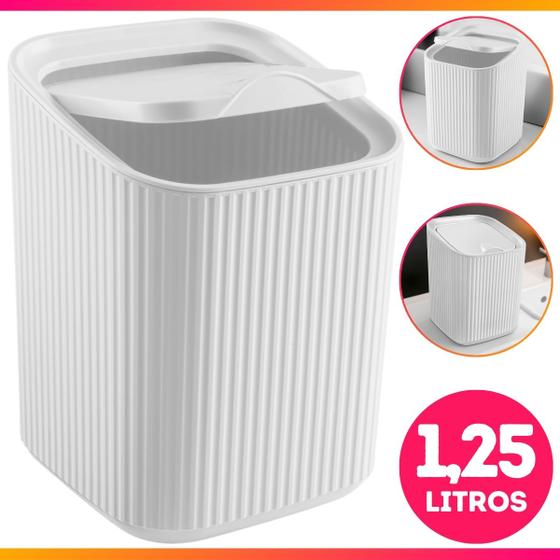 Imagem de Lixeira 1,25 Litros Pia Cozinha Tampa Bancada Banheiro Lavabo Moderno Luxo