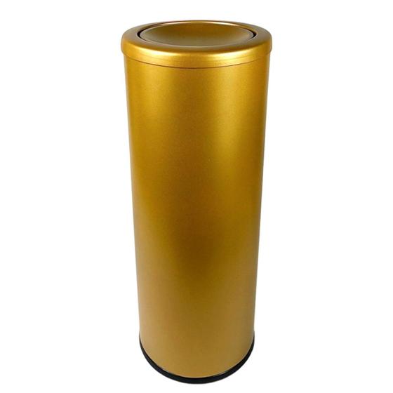 Imagem de Lixeira 16 Litros Inox Dourado Fosco Com Tampa Basculante Cesto De Lixo Cozinha Escritório - 20016/B CP