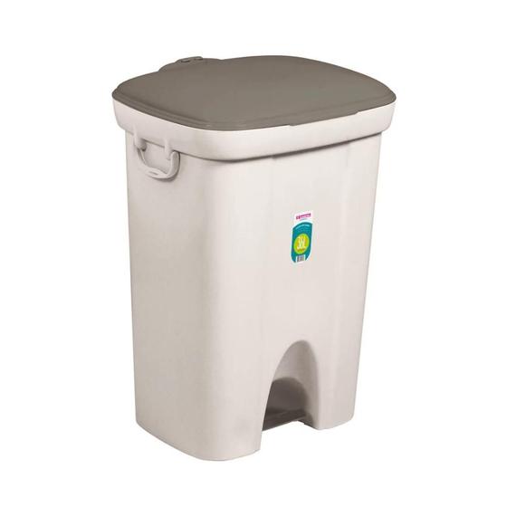 Lixeira 36L Bege retangular com tampa e pedal Sanremo Menor preço em Lixeira 36L Bege retangular com tampa e pedal Sanremo