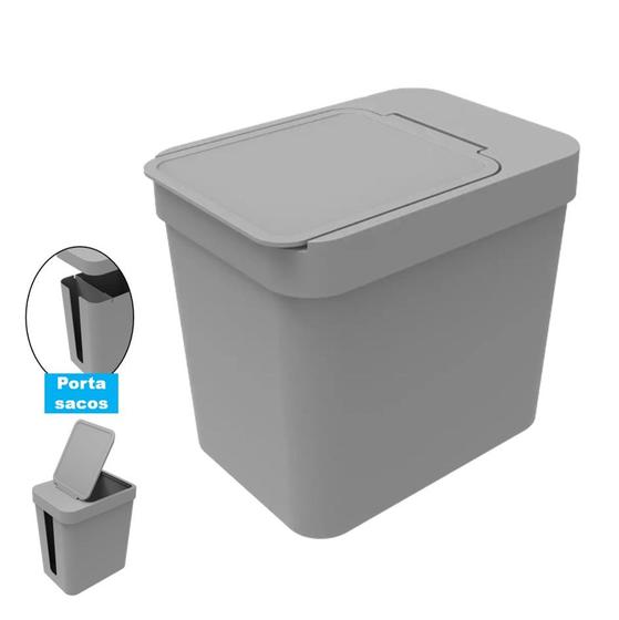 Imagem de Lixeira 4 Litros Cesto De Lixo Com Porta Saco Plástico Cozinha Banheiro - Soprano