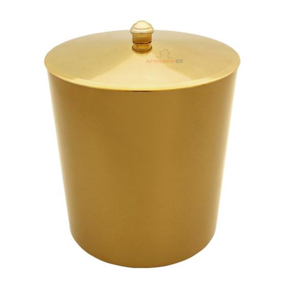 Lixeira 5 Litros Com Tampa Pino Metalizada Dourado Plástica Para Cozinha Banheiro - AMZ Menor preço em Lixeira 5 Litros Com Tampa Pino Metalizada Dourado Plástica Para Cozinha Banheiro - AMZ