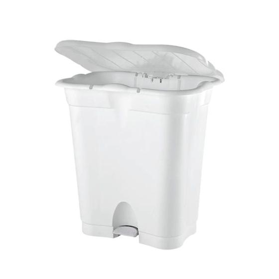 Lixeira 50L retangular branca com tampa e pedal Tritec para clínicas, hospitais, residências, escritórios, condomínios Menor preço em Lixeira 50L retangular branca com tampa e pedal Tritec para clínicas, hospitais, residências, escritórios, condomínios