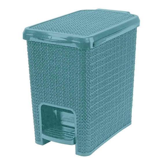 Imagem de Lixeira 6 Litros Retangular Juta Verde Com Pedal Nitron
