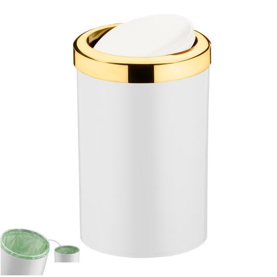 Lixeira 8 Litros Tampa Cesto De Lixo Basculante Para Cozinha Banheiro Escritório Dourado - 1220BCD Future Menor preço em Lixeira 8 Litros Tampa Cesto De Lixo Basculante Para Cozinha Banheiro Escritório Dourado - 1220BCD Future