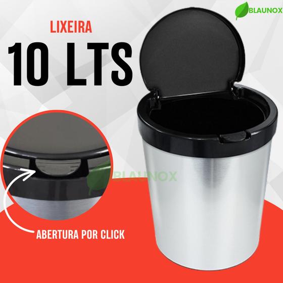 Imagem de Lixeira 8l Com Tampa Click - Label Prata