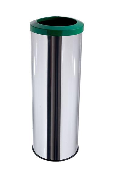 Imagem de Lixeira Aço Inox Com Aro Plástico 30 Litros Lixo Reciclavel