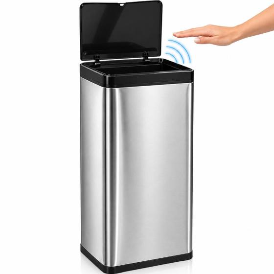 Lixeira Automatica 50L Inox Escovado com Sensor de Aproximação Cozinha Escritório Stillus Home