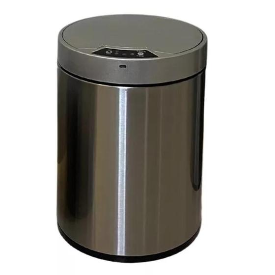 Imagem de Lixeira Automática Com Sensor 12 Litros Inox Polido Grande Cabo USB Com Cesto Removível Luxo Recarregável