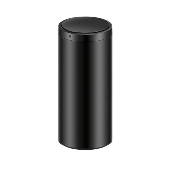 Lixeira Automática com Sensor Aço Inox 50 Litros Preta Redonda e Cesto Removível