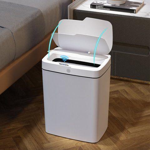 Imagem de Lixeira Automática Recarga USB com Sensor de Proximidade 14L  Branca